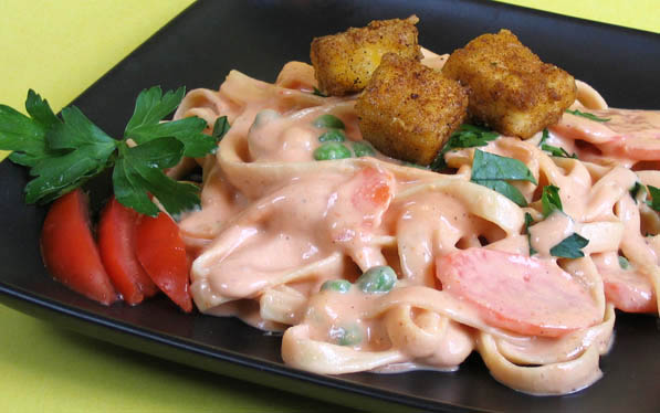Vegan Recipes - Blushing Alfredo Fettuccine