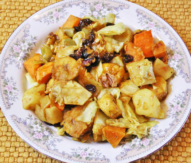 Vegan Recipes - Curried Plantain Vegetable Roast