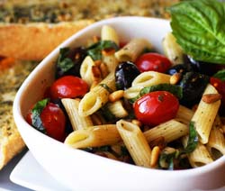 Tomato, Basil, and Roasted Pine Nut Penne